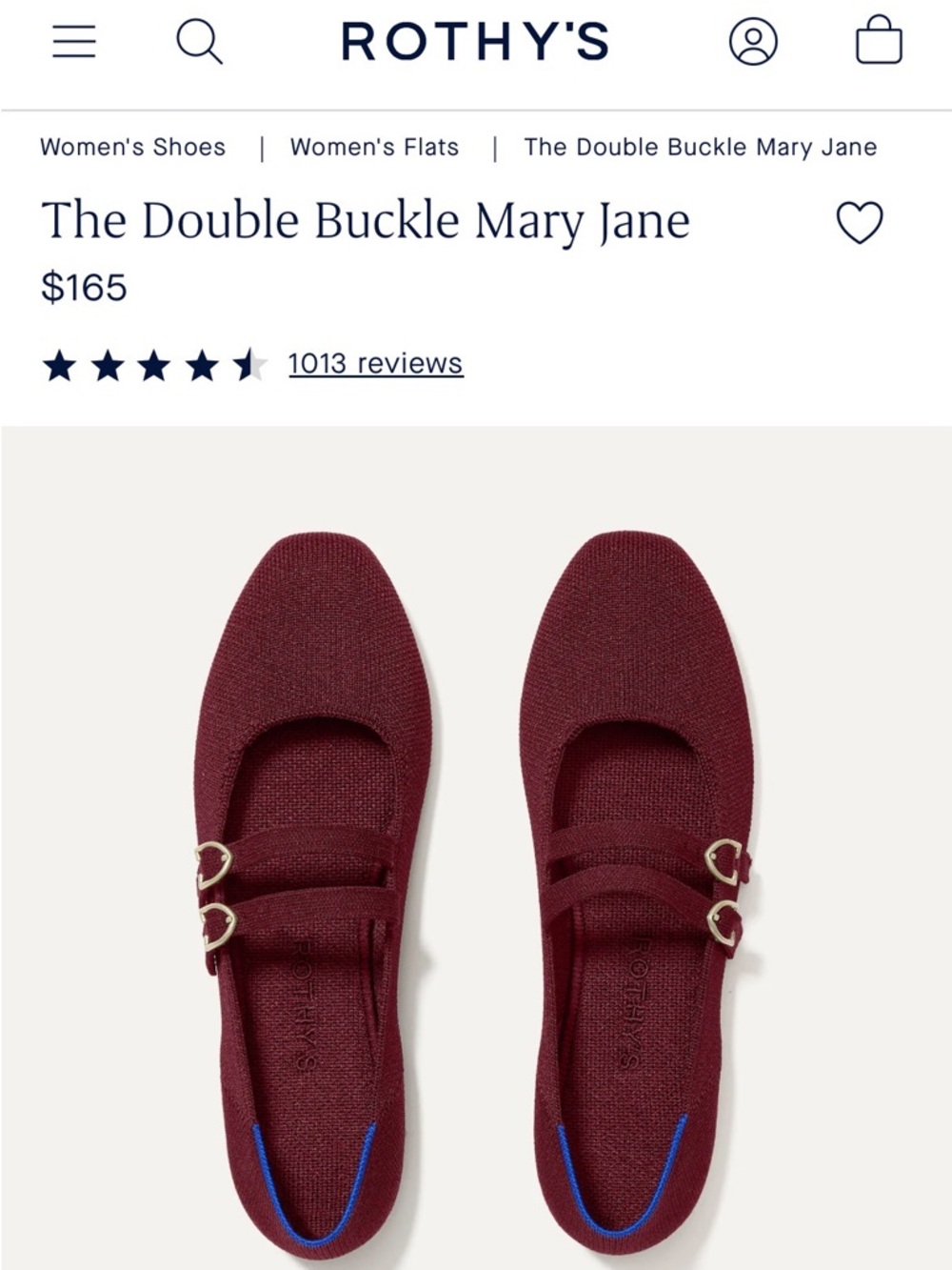 NWT Rothy's Double Buckle Mary Jane in Cabernet